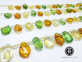 Multi-Color Amber Free Shape Faceted Beads